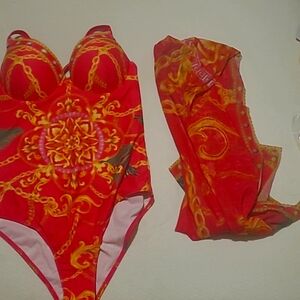 One piece swimsuit with matching sarong